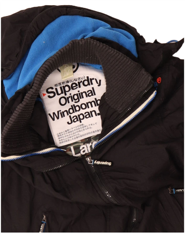Jaqueta corta-vento masculina Superdry Windbomber com capuz Reino Unido 40 grande preto