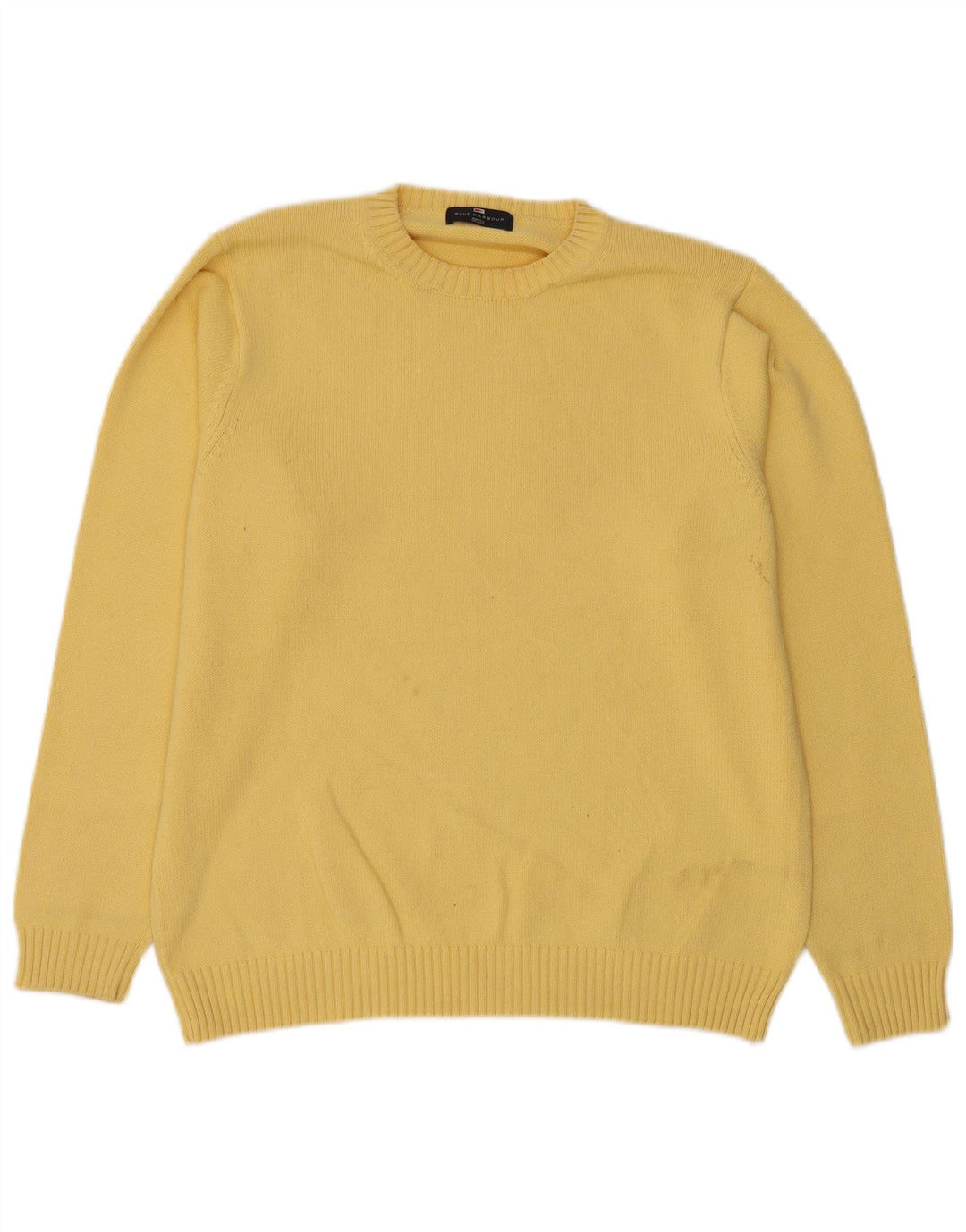 Suéter masculino Marks & Spencer Blue Harbor com gola redonda, amarelo médio