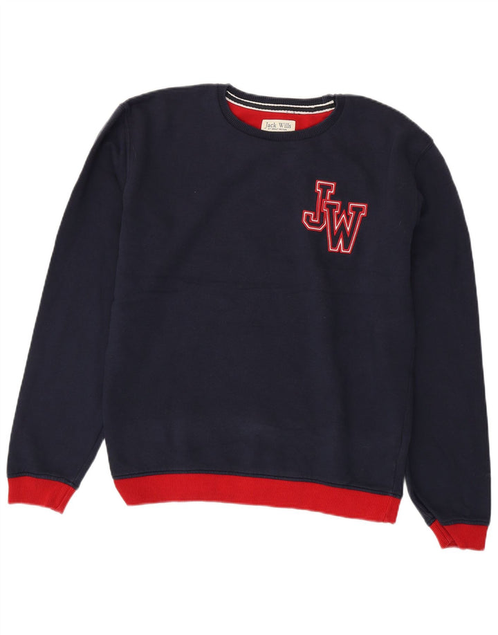 Jack Wills moletom feminino jumper 14-15 anos azul marinho universitário