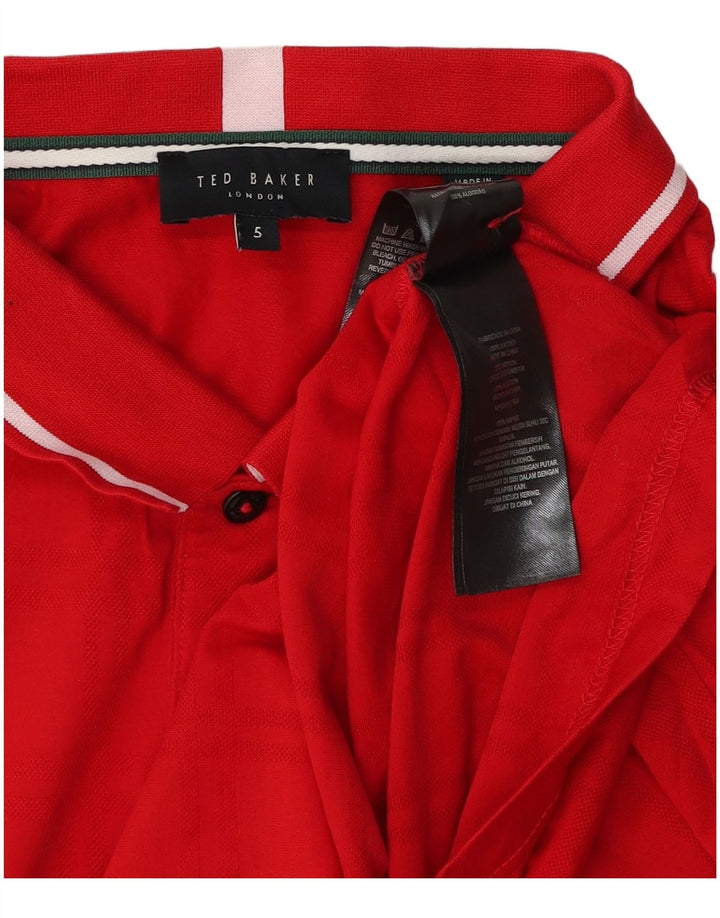 Camisa polo masculina Ted Baker tamanho 5 XL algodão vermelho