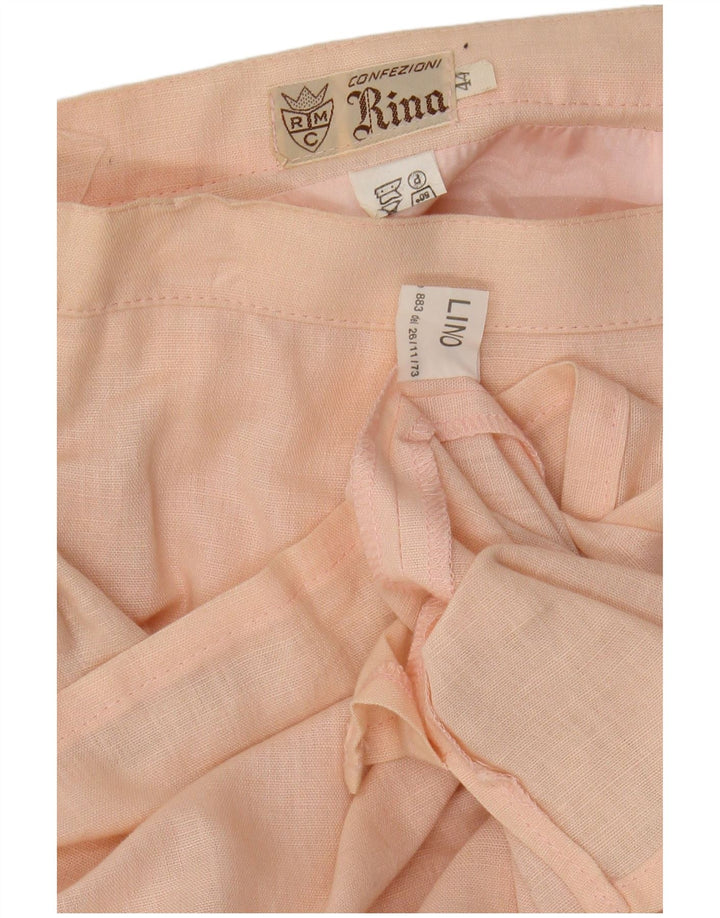 VINTAGE Womens 2 Piece Skirt Set IT 44 Medium W28  Pink Linen