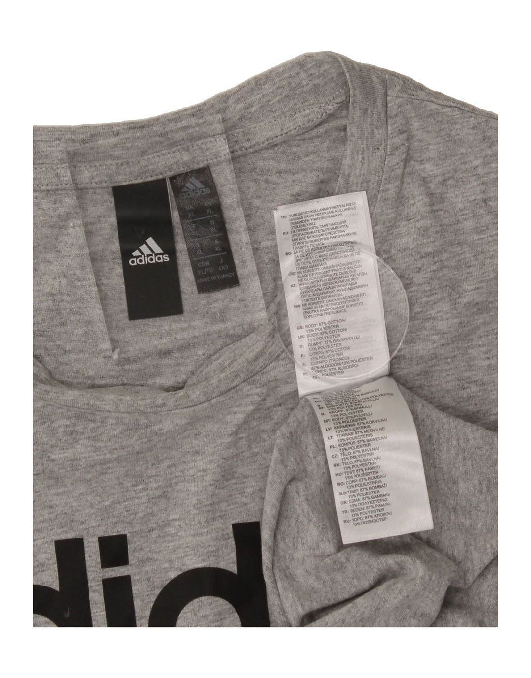 ADIDAS Mens Graphic T-Shirt Top XL Grey Cotton Vintage Adidas and Second-Hand Adidas from Messina Hembry 