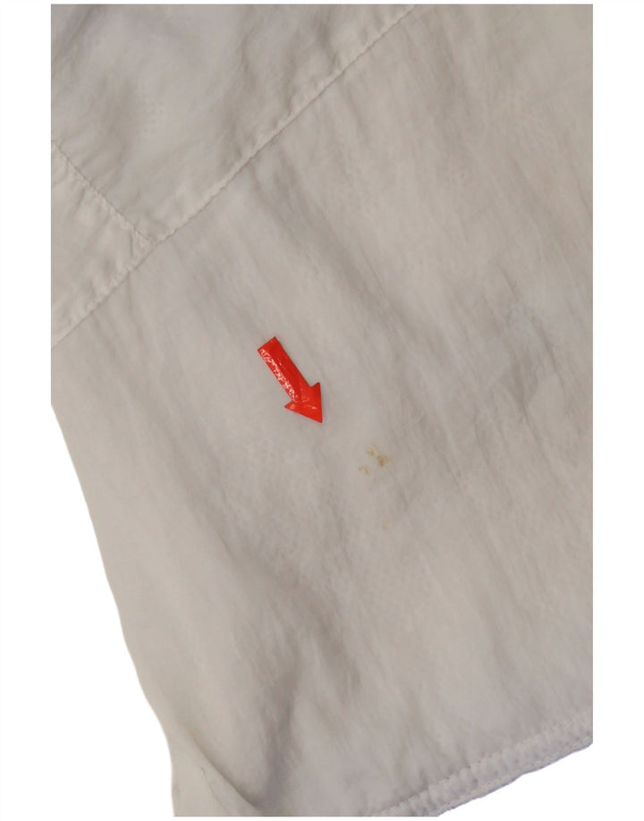Jaqueta de agasalho feminino vintage UK 14 bloco colorido branco médio