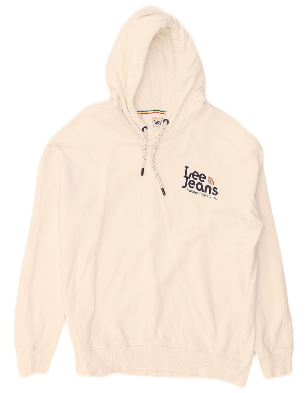 Lee moletom com capuz gráfico masculino pequeno branco