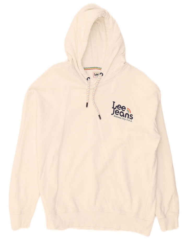 Lee moletom com capuz gráfico masculino pequeno branco
