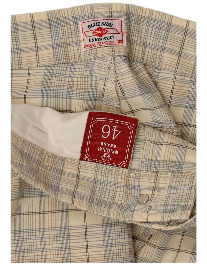 Shorts Chino Masculino Blue Side IT 46 Pequeno W32 Algodão Xadrez Bege