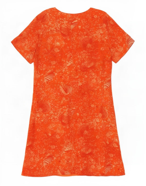 ELENA MIRO Vestido feminino com padrão abstrato linha A Reino Unido 24 4XL viscose laranja