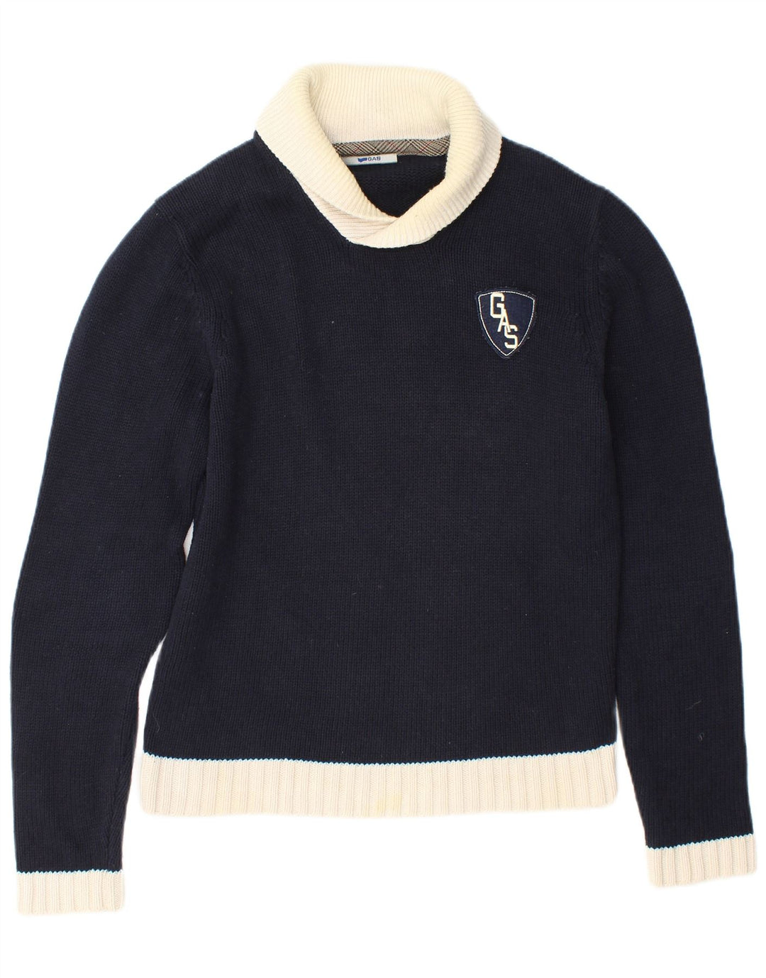 Suéter masculino Gas com gola xale e algodão colorblock médio azul marinho