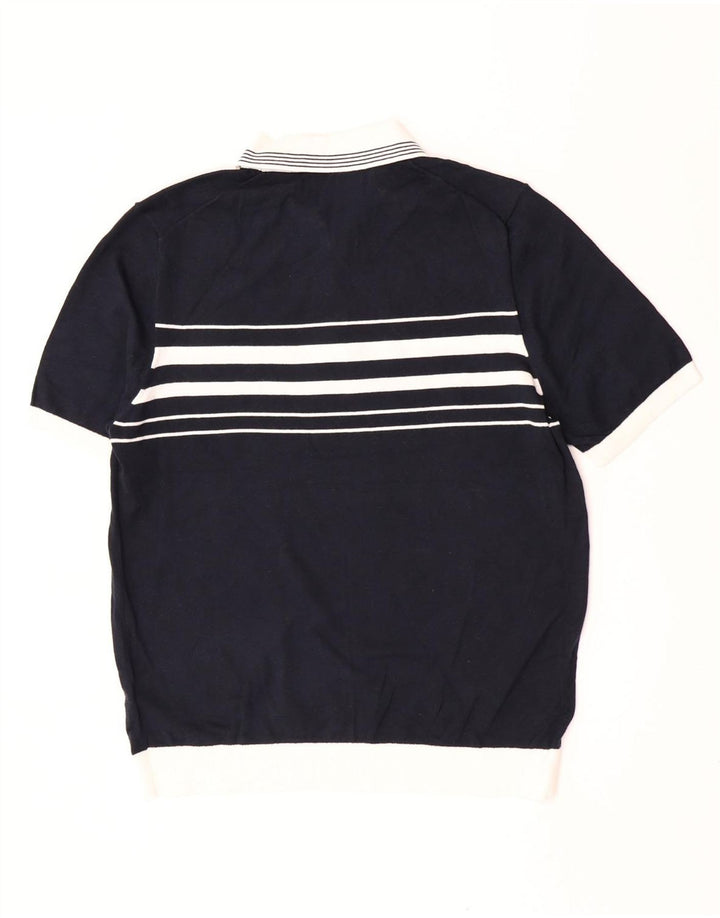 Camisa pólo masculina Marks & Spencer grande algodão listrado azul marinho