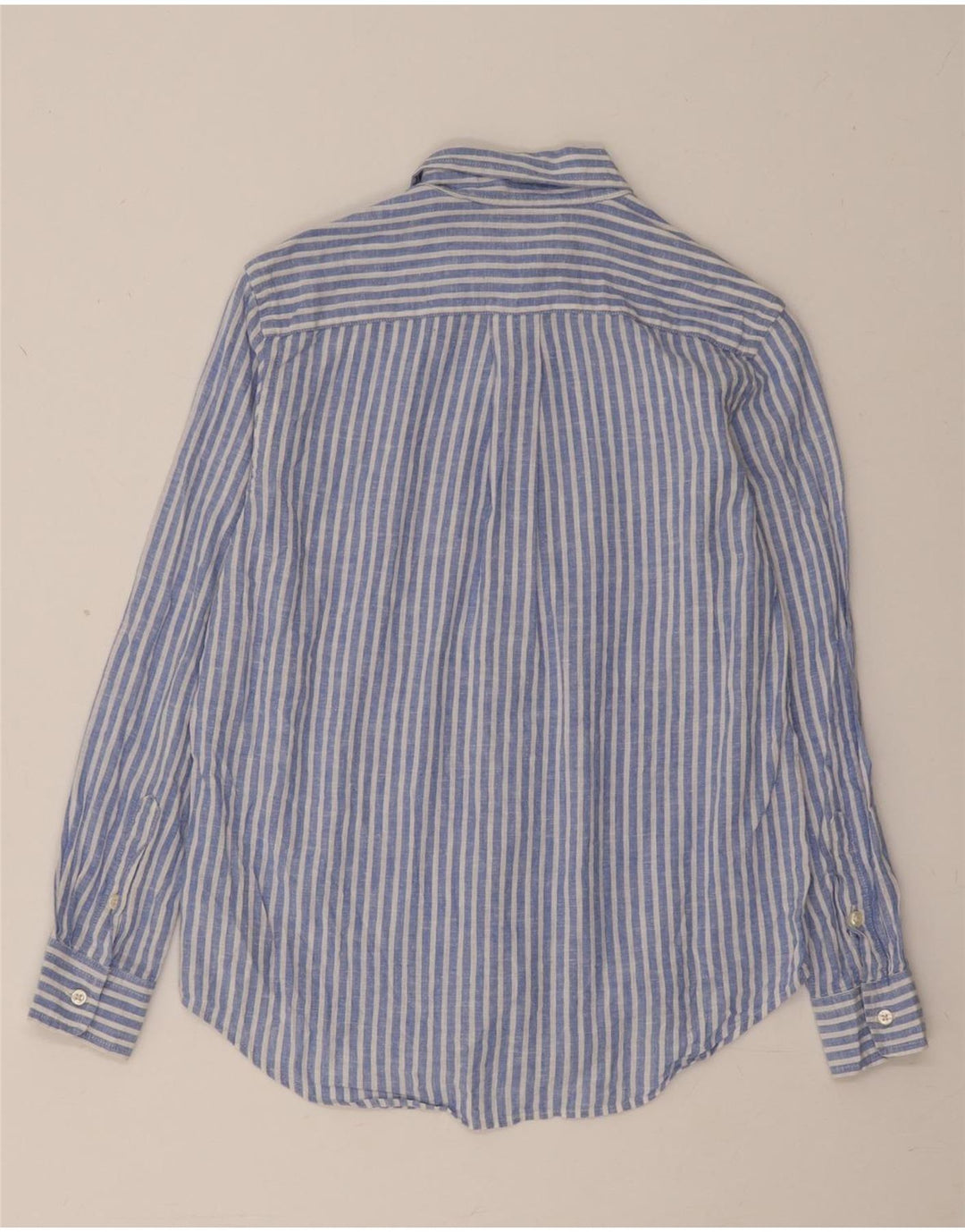 Camisa masculina Ralph Lauren 10-11 anos linho listrado azul médio