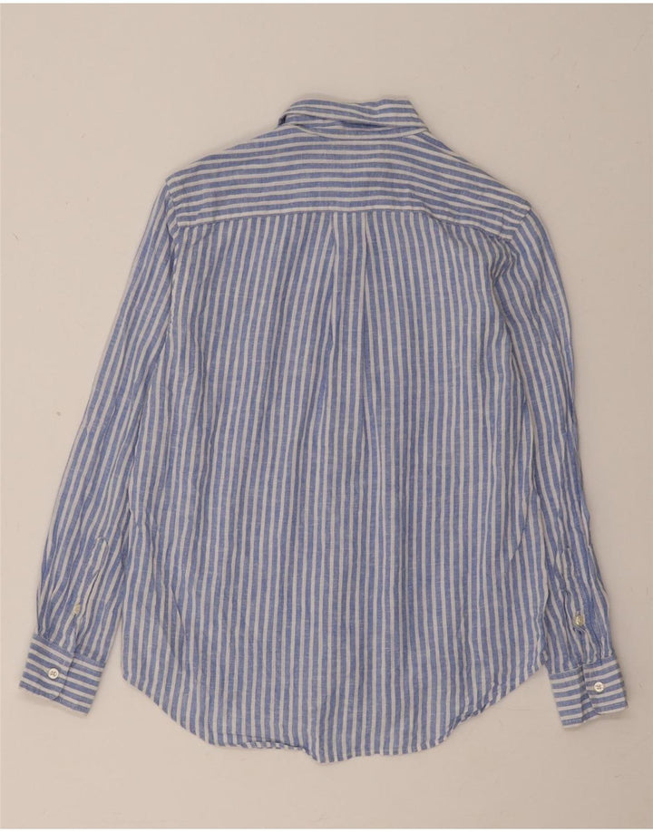 Camisa masculina Ralph Lauren 10-11 anos linho listrado azul médio