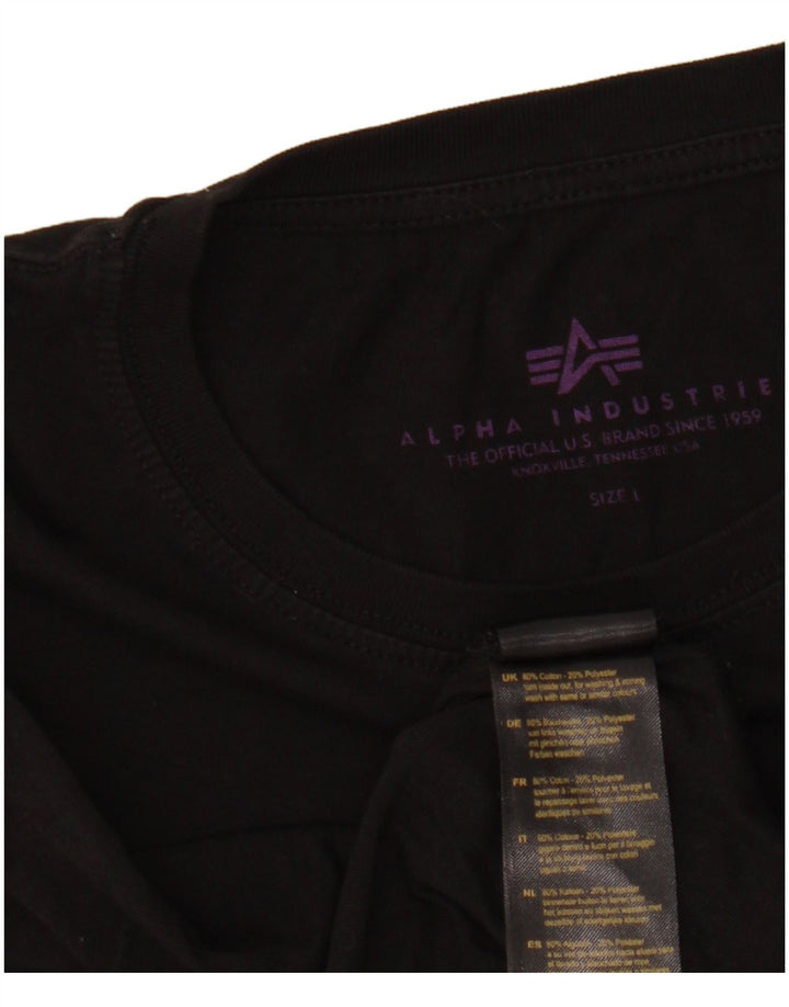 Camiseta gráfica masculina Alpha Industries grande algodão preto