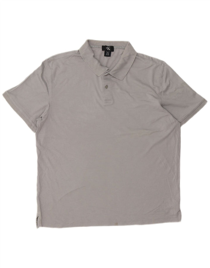 Camisa polo masculina CALVIN KLEIN grande algodão cinza