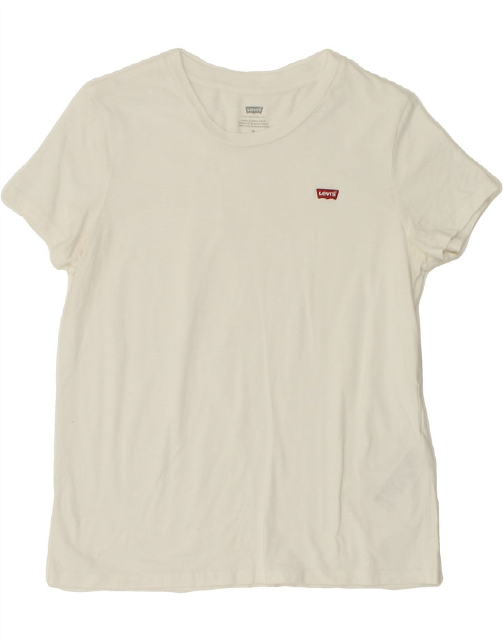 LEVI'S Womens T-Shirt Top UK 12 Medium White Cotton Vintage Levi's and Second-Hand Levi's from Messina Hembry 