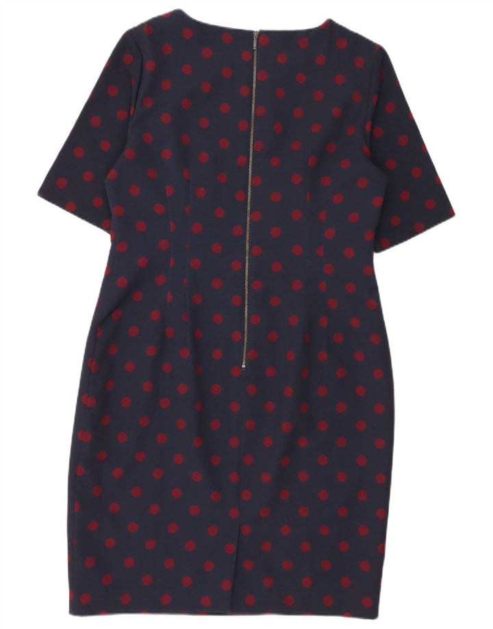 Vestido bainha feminino Hobbs UK 14 poliéster manchado azul marinho médio