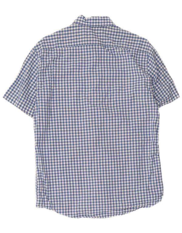 Camisa masculina Esprit de manga curta e ajuste regular, algodão guingão azul médio