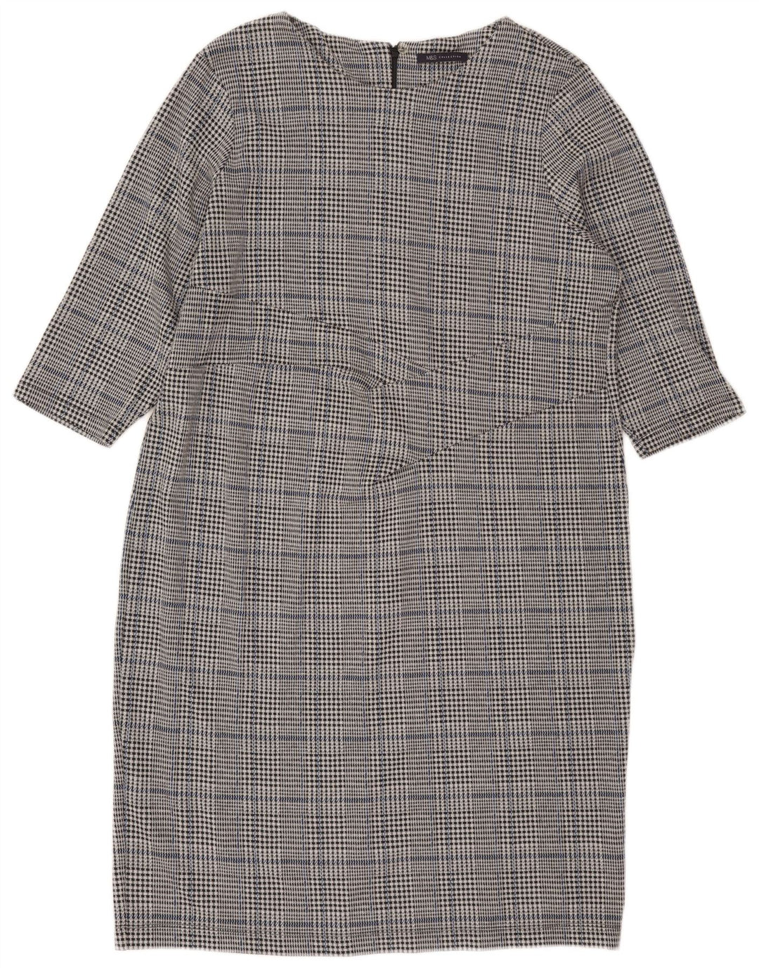 Vestido feminino Marks & Spencer manga 3/4, UK 22 3XL cinza xadrez
