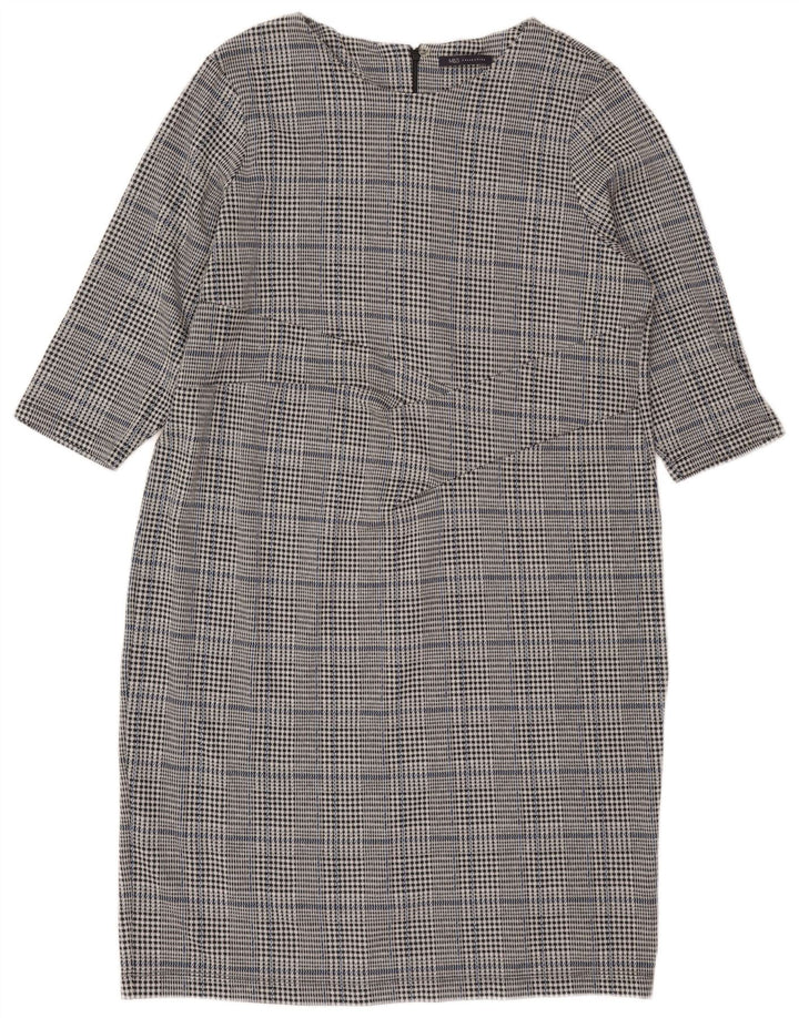 Vestido feminino Marks & Spencer manga 3/4, UK 22 3XL cinza xadrez
