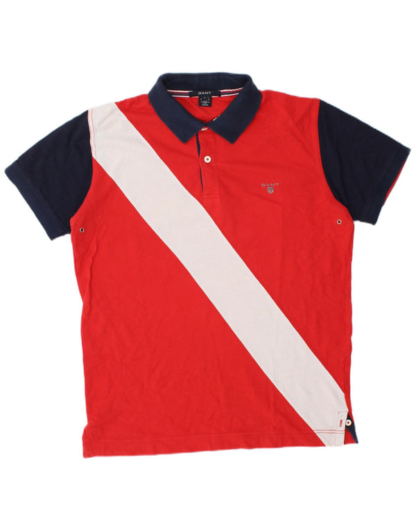 Camisa polo masculina Gant grande algodão colorblock vermelho