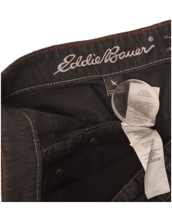 Calça feminina de veludo Eddie Bauer US 12 grande W36 L32 algodão cinza