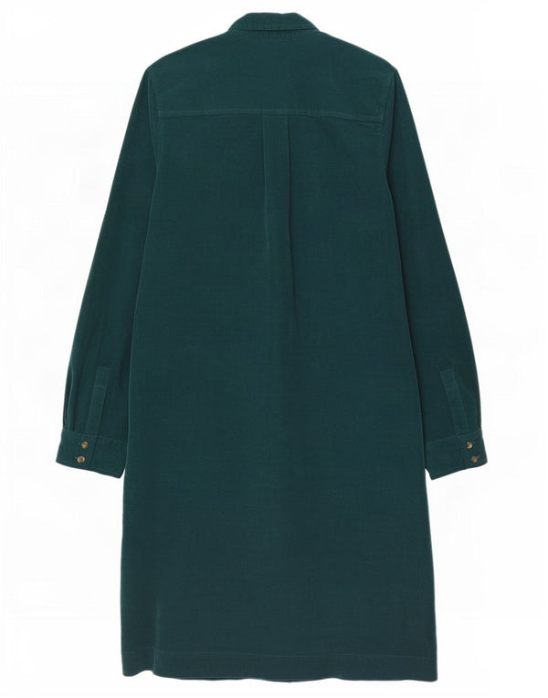 Vestido feminino de veludo cotelê Crew Clothing UK 12 algodão verde médio