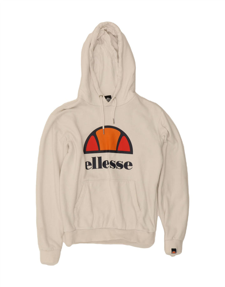 ELLESSE Womens Graphic Hoodie Jumper UK 6 XS White Cotton Vintage Ellesse and Second-Hand Ellesse from Messina Hembry 