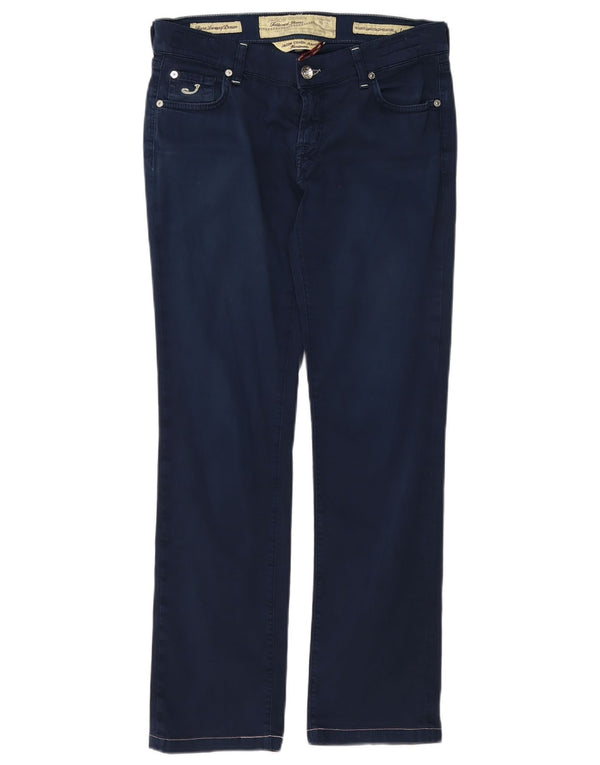 Calça feminina reta casual Jacob Cohen W29 L29 algodão azul marinho
