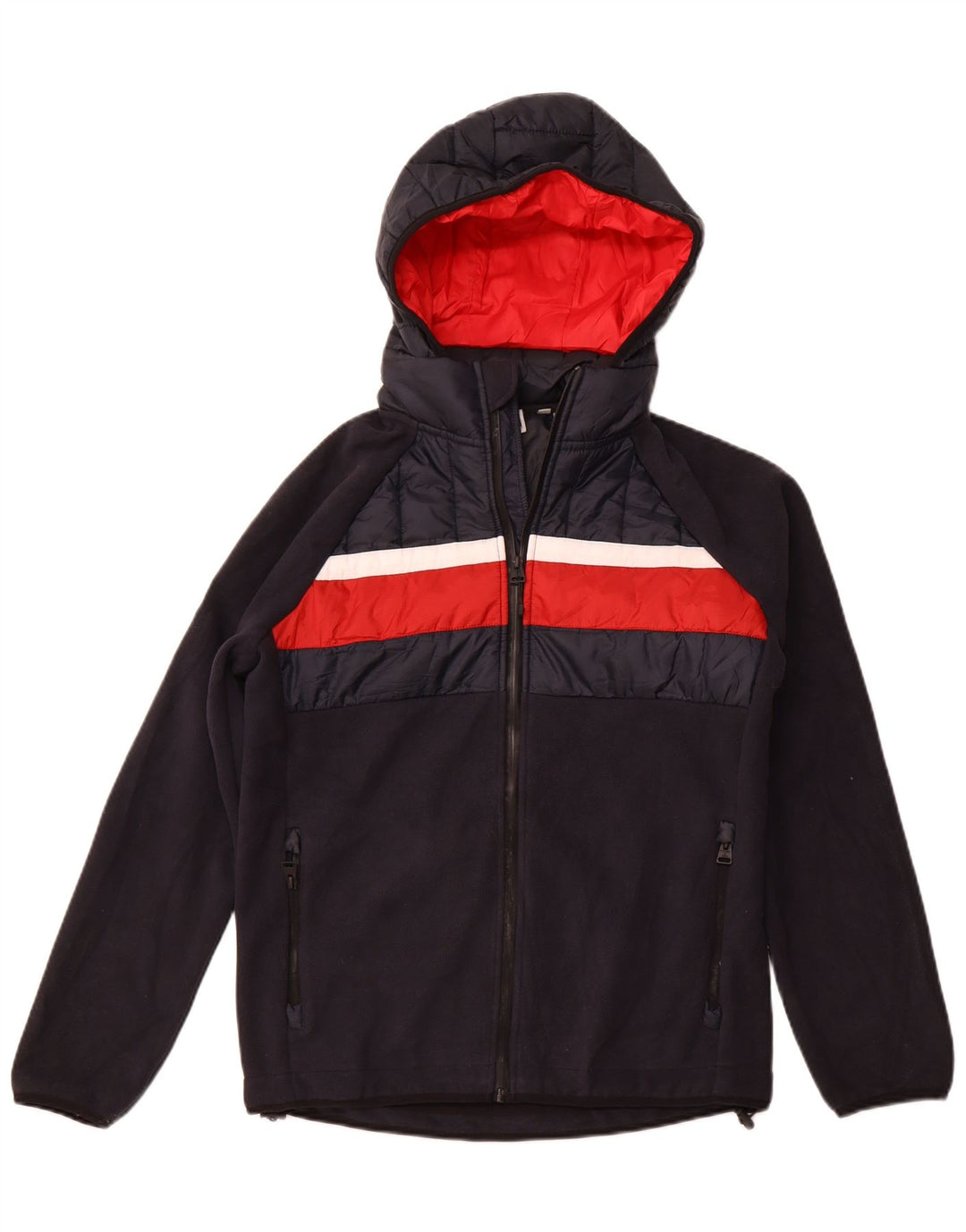 Jaqueta bomber masculina SUPERDRY com capuz Reino Unido 38 bloco colorido azul marinho médio