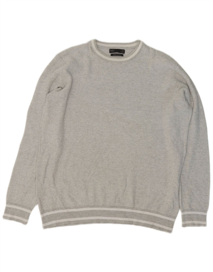 Suéter masculino Marks & Spencer com gola redonda 2XL algodão cinza