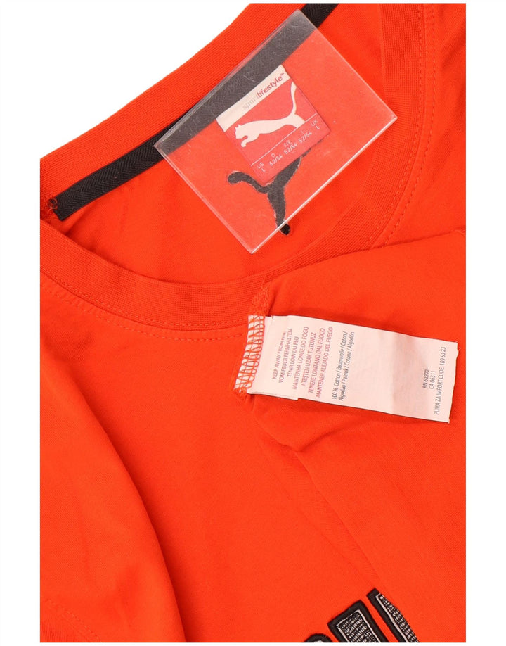 Puma Mens Graphic T-Shirt Top Grande Algodão Laranja