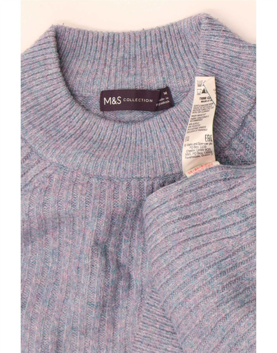 Suéter feminino Marks & Spencer com gola redonda Reino Unido 14 médio azul marinho