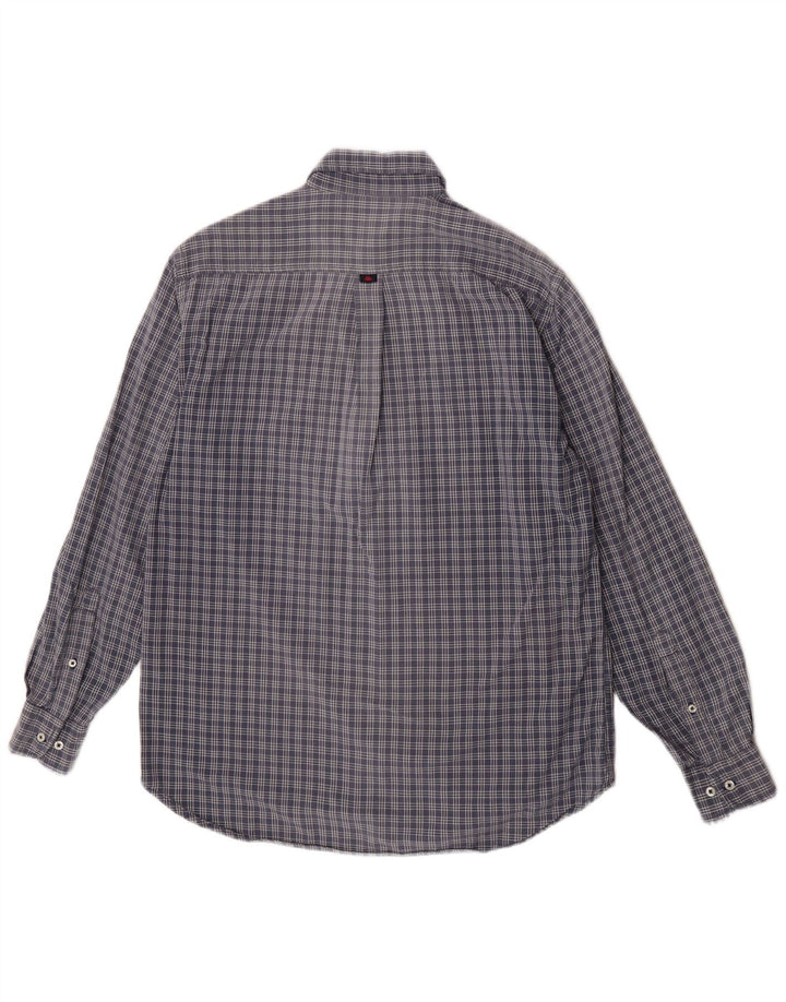 Camisa masculina Kappa de algodão xadrez azul médio