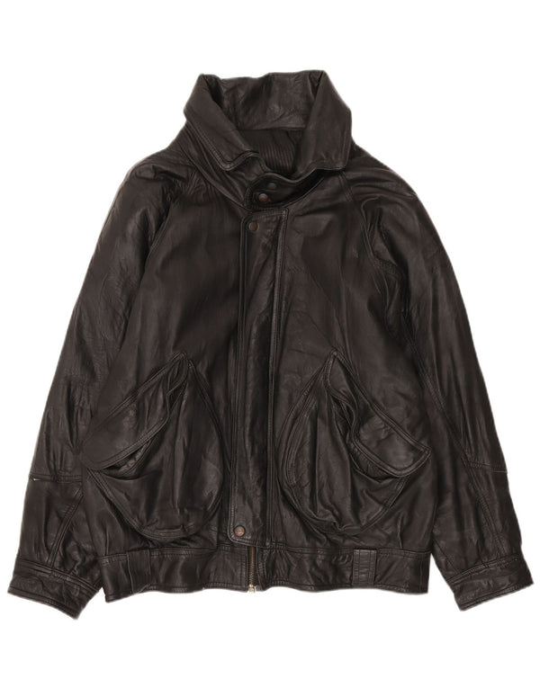 Jaqueta de couro masculina vintage UK 42 XL couro preto
