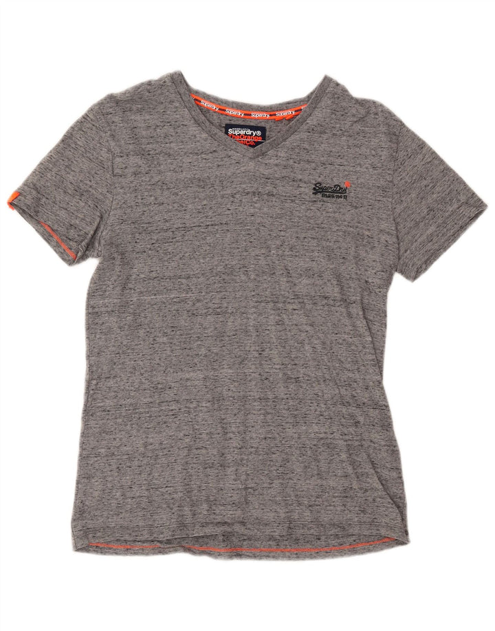 Camiseta masculina SUPERDRY top pequeno algodão manchado cinza
