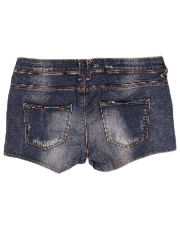 Shorts jeans feminino Zara Trafaluc desgastado UE 36 XS W26 azul