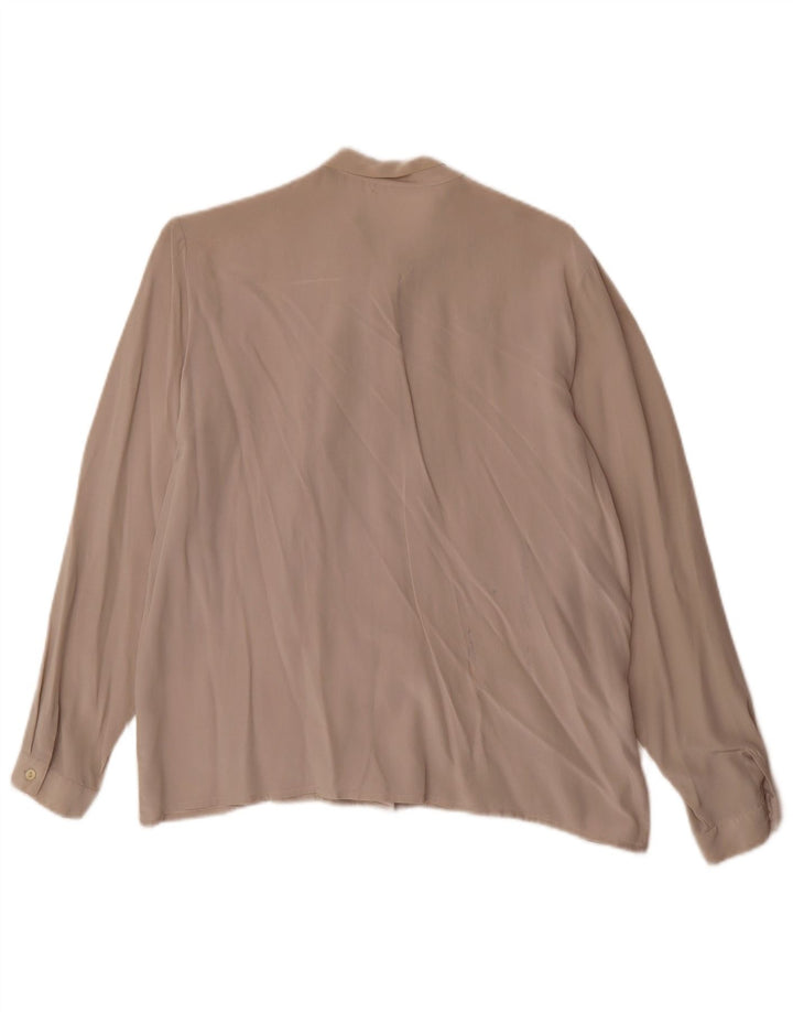 Blusa feminina vintage com gravata frontal IT 44 seda cinza médio