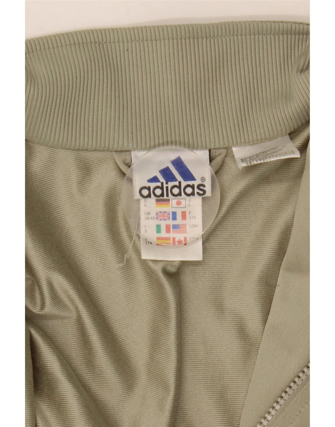 Adidas Mens Tracksuit Top Jacket UK 38/40 Medium Khaki Poliéster