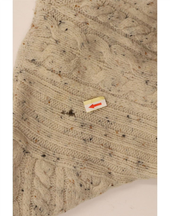 Suéter feminino VINTAGE com gola tartaruga Reino Unido 18 XL branco manchado