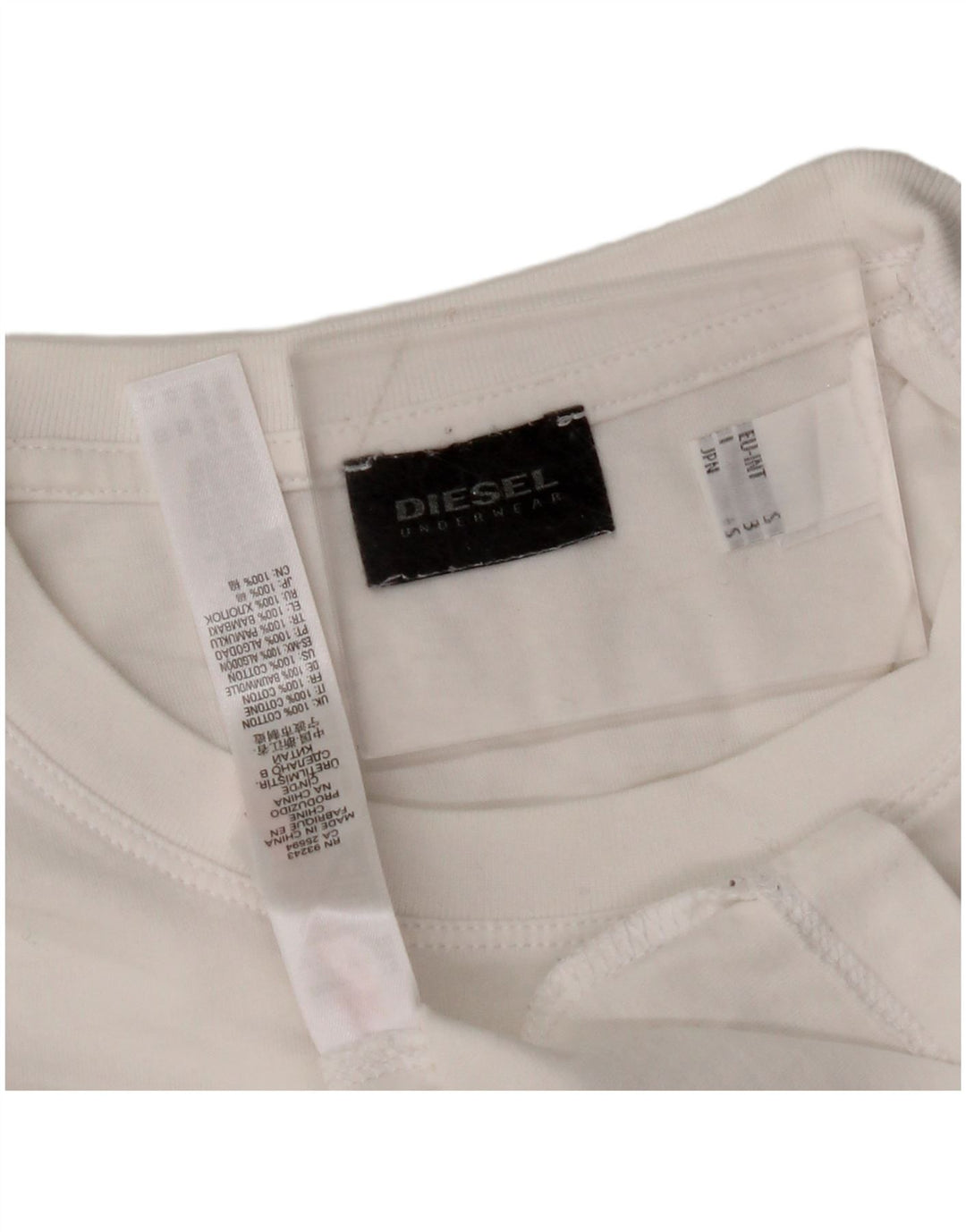 DIESEL Camiseta masculina gráfica top pequeno algodão branco