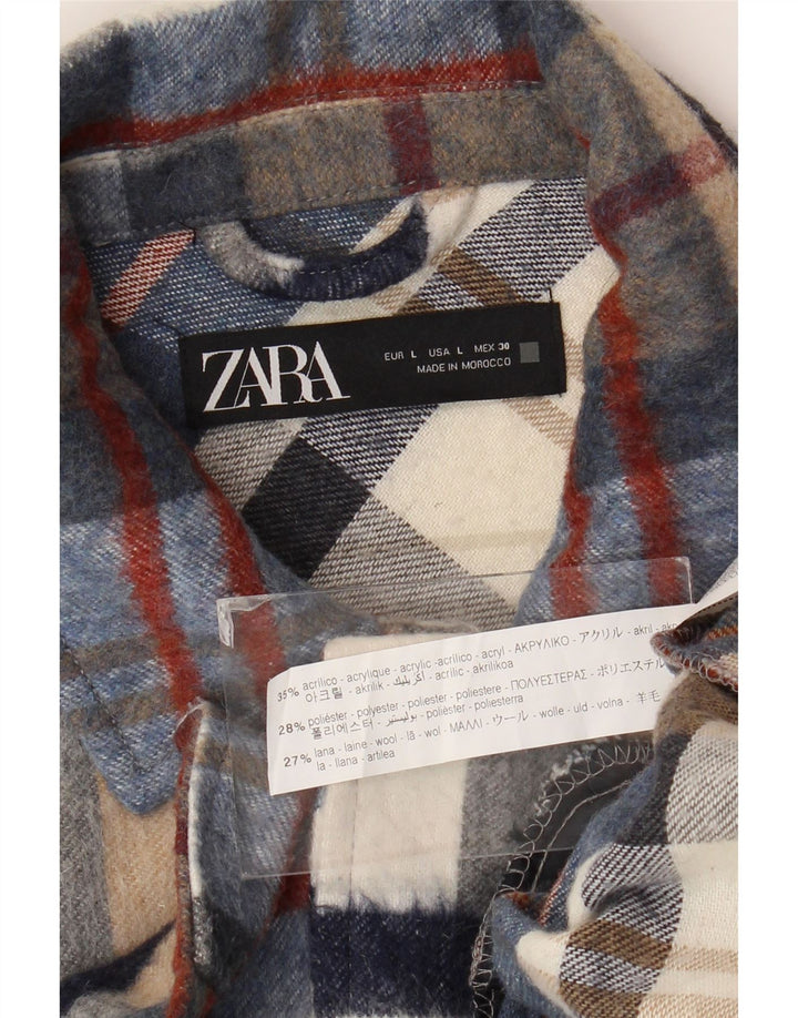 Camisa feminina de flanela ZARA Reino Unido 16 grande xadrez multicolorida