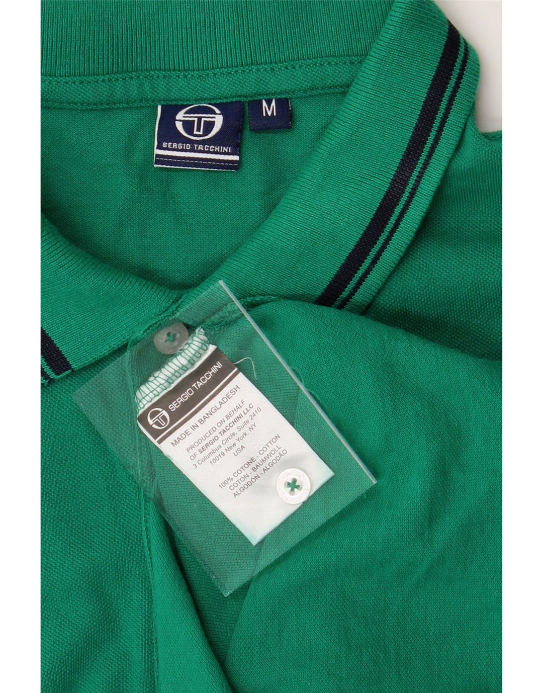 SERGIO TACCHINI Mens Polo Shirt Medium Green Cotton Vintage Sergio Tacchini and Second-Hand Sergio Tacchini from Messina Hembry 