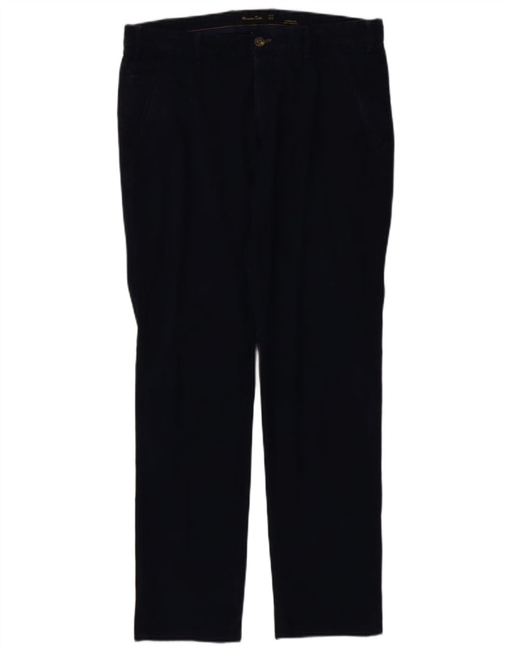 Calça chino masculina MASSIMO DUTTI casual fit UE 42 grande W32 L32 azul marinho