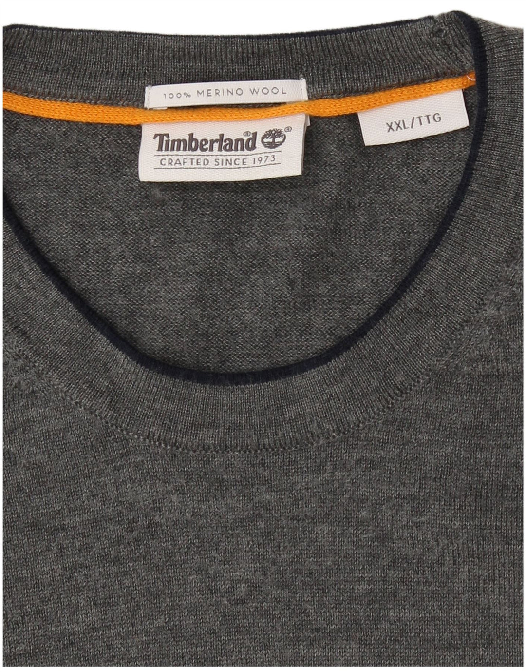 Suéter masculino TIMBERLAND com gola redonda 2XL lã Merino cinza