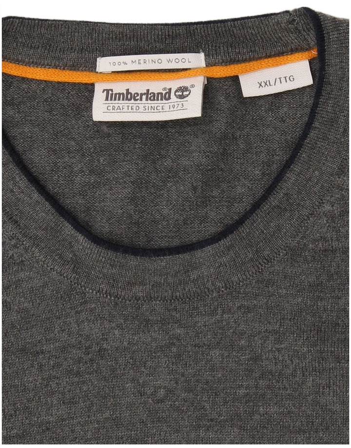 Suéter masculino TIMBERLAND com gola redonda 2XL lã Merino cinza