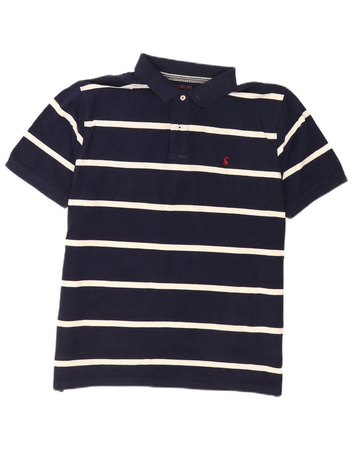 Camisa polo masculina Joules grande algodão listrado azul marinho