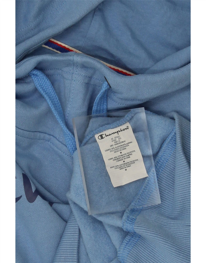 CHAMPION Womens Graphic Hoodie Jumper UK 14 Medium Blue Cotton Vintage Champion and Second-Hand Champion from Messina Hembry 