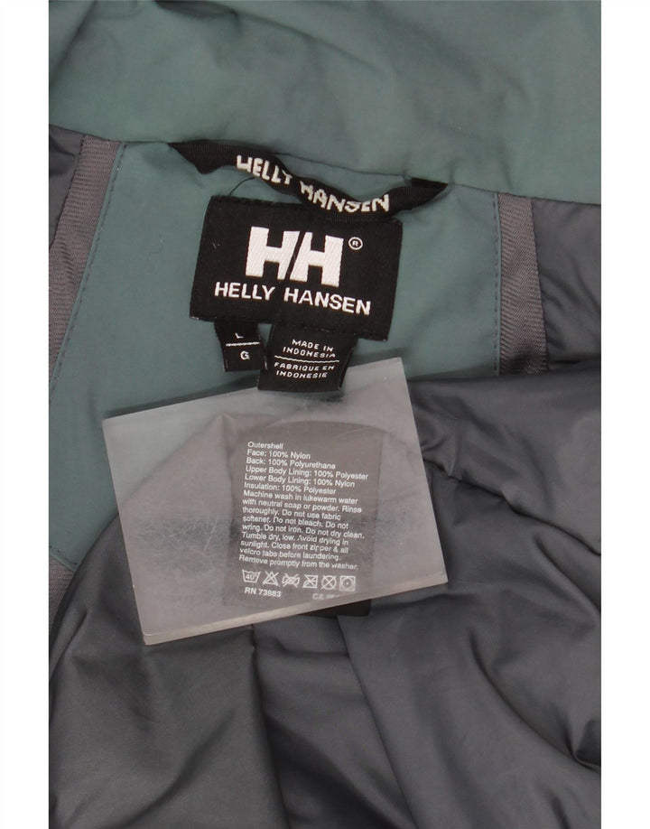 Jaqueta corta-vento masculina Helly Hansen com capuz UK 40 grande bloco colorido azul