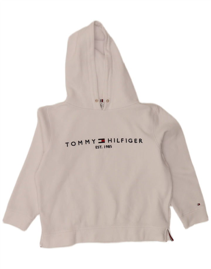 Suéter com capuz gráfico grande TOMMY HILFIGER feminino Reino Unido 14 médio branco