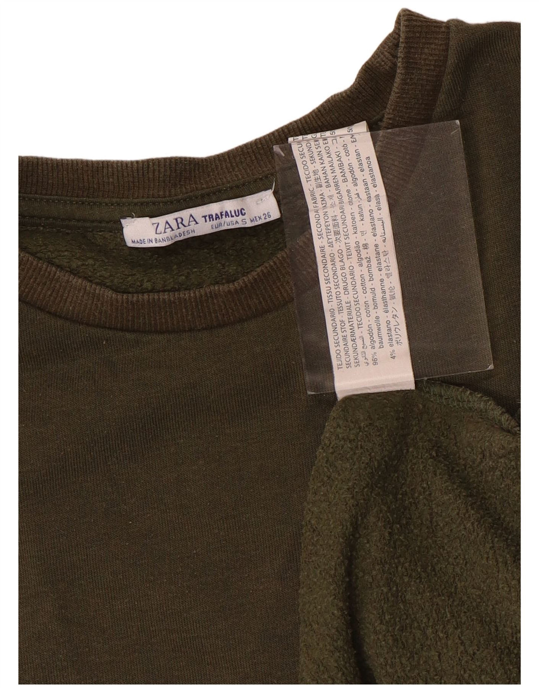 Zara moletom feminino oversized jumper UK 10 pequeno algodão cáqui