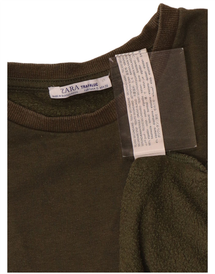 Zara moletom feminino oversized jumper UK 10 pequeno algodão cáqui